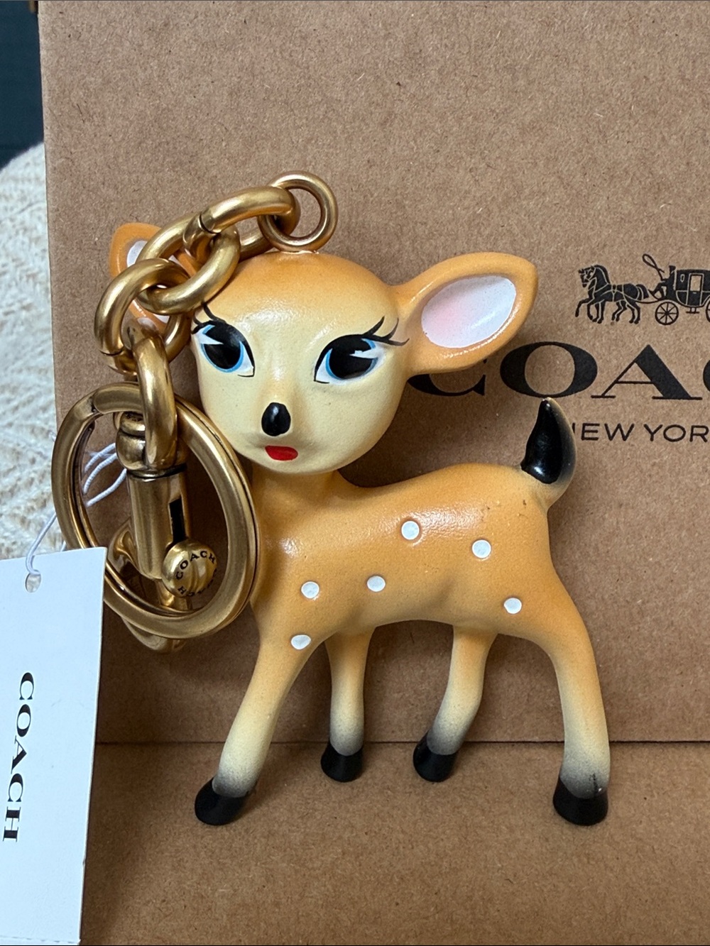 Coach Deer Bag Charm NWT Dusty & Box to Gift